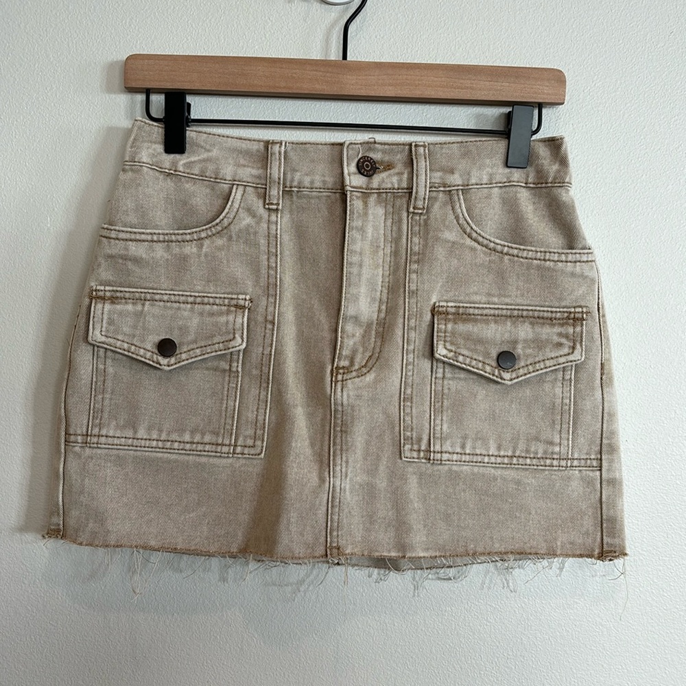 Sincerely Jules Tan Denim Mini Skirt